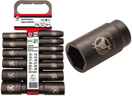 Kraft-Steckschlüssel-Einsatz-Satz | Antrieb 12,5 mm (1/2") | SW 10 - 32 mm | 13-tlg.