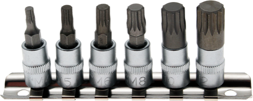 Bit-Einsatz-Satz | Antrieb Innenvierkant 6,3 mm (1/4") | Innenvielzahn (für XZN) M4 - M12 | 6-tlg.