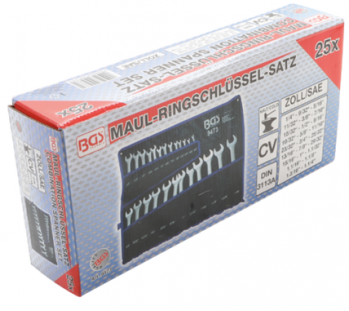 Maul-Ringschlüssel-Satz | Zollgrößen | SW 1/4" - 1.1/4" | 25-tlg.