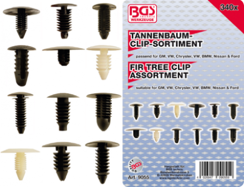 Tannenbaumclip-Sortiment für GM, VW, Chrysler, BMW, Nissan Ford | 340-tlg.