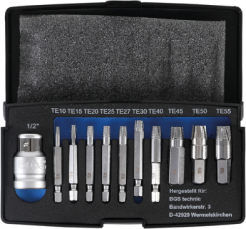 Schraubenausdreher-Satz | für defektes T-Profil (für Torx) T10 - T55 | 11-tlg.