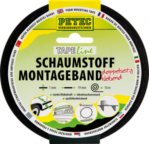 Schaumstoff-Montageband doppelseitig klebend (10 m x 19 mm x 1 mm)