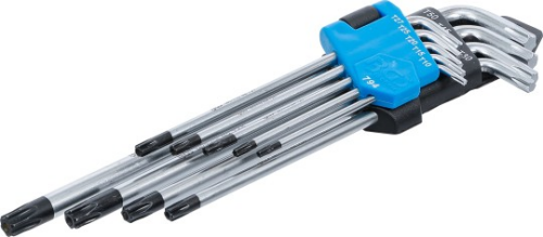 Winkelschlüssel-Satz | extra lang | T-Profil (für Torx) mit Bohrung T10 - T50 | 9-tlg.