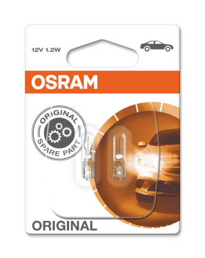 OSRAM Original W1,2W Glassockel 12V Doppelblister
