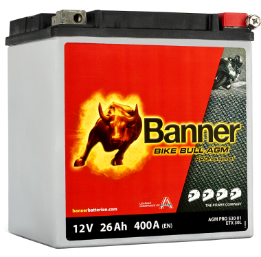 Bike Bull - AGM PROfessional Motorradbatterie ETX30L 12V 26Ah 400EN L168 x B131 x H176 Bike Bull - AGM PROfessional Motorradbatterie ETX30L 12V 26Ah 400EN L168 x B131 x H176