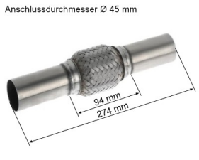 Flexrohrverbinder Ø45mm mit Anschlußrohr