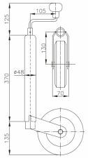 Stützrad, 200 x 50 mm Ø 48 mm, Bauhöhe 370 mm